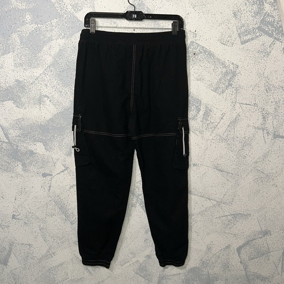 Black Cargo Jogger Pants - Size 10| Contrast Stitch + Pockets - Picture 2 of 6